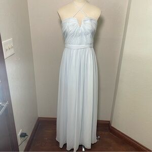 Wtoo by Watters Strapless Ruched Chiffon Gown Light Blue Size 8 NWT